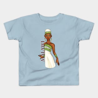 Black is Beautiful - Malawi African Melanin Girl in traditional outfit Kids T-Shirt